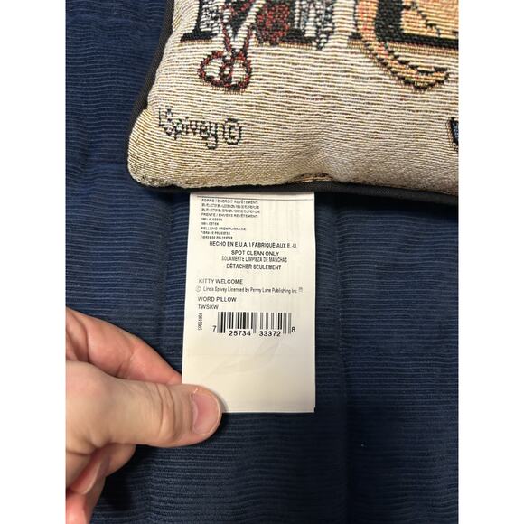 Vintage Cat Tapestry Pillow Meow 11X8 Decorative Cottage Cat Lady New - Picture 5 of 8